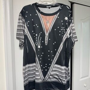 Men's 3D KISS Black and Gray Graphic Short Sleeve Tee